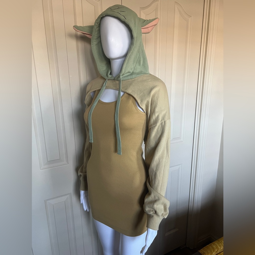 Star Wars Yoda Grogu Women’s cosplay tank bodycon dress hooded shrug costume